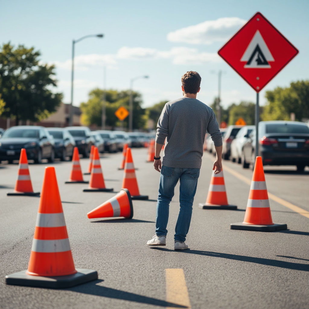 автошкола, конусы